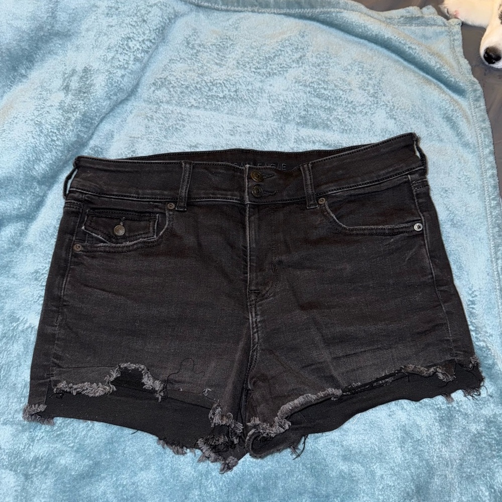 American Eagle Outfitters Black Distressed Jean Shorts